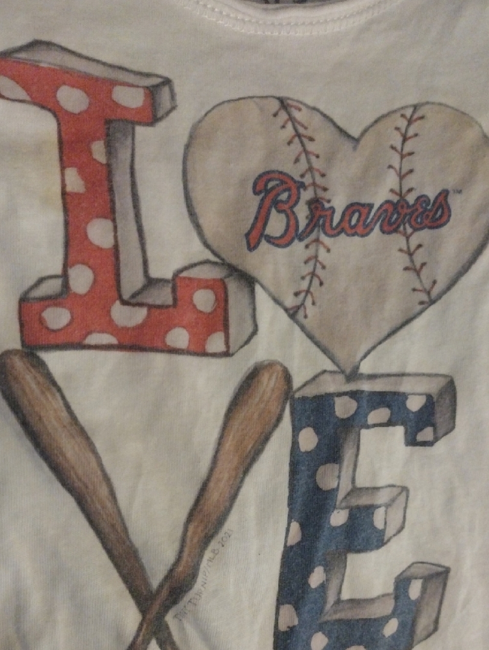 Tiny Turnip TT Gear White 'Love Braves' Short Sleeve Fringe Tee - Picture 4 of 12